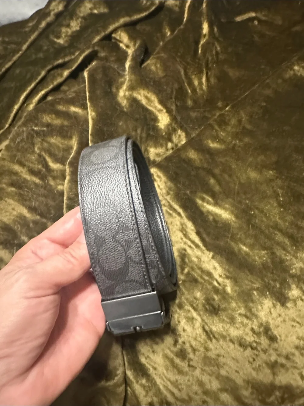 Coach Black Leather Belt with Silver-Tone Buckle